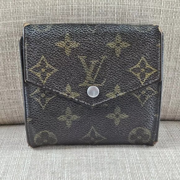 Vintage Louis Vuitton Card Holder Bifold Wallet Purse Made France Damaged AS IS - Picture 1 of 14
